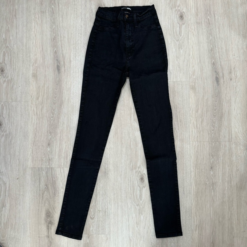 fashion nova black dark wash high waisted rise denim skinny jeans jeggings pants